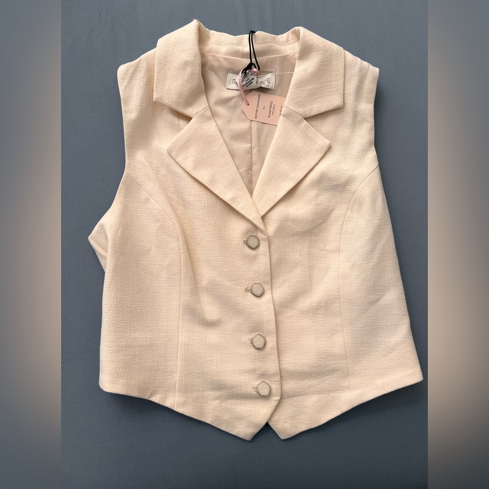 Rachel Zoe Cream Sleeveless Jacket